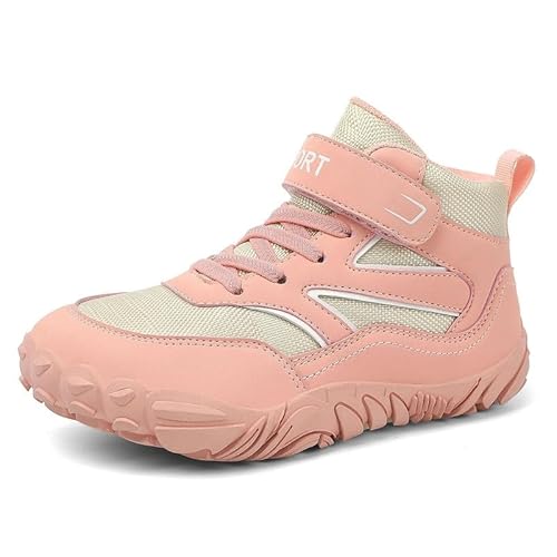 Mooyii Kinder Winterschuhe Barfußschuhe Winterboots Jungen Mädchen Trekkingschuhe Schneestiefel Outdoor rutschfest mit Klettverschluss Trekking Wanderstiefel Gr.27-40 von Mooyii