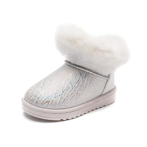 Mooyii Kinder wasserdichte Winterschuhe Snowboots Kleinkindschuhe Weichsohlen Schlupfstiefel Mädchen Warm Gefütterte Schneestiefel Baby Leicht Stiefeletten Gr.19-35 von Mooyii