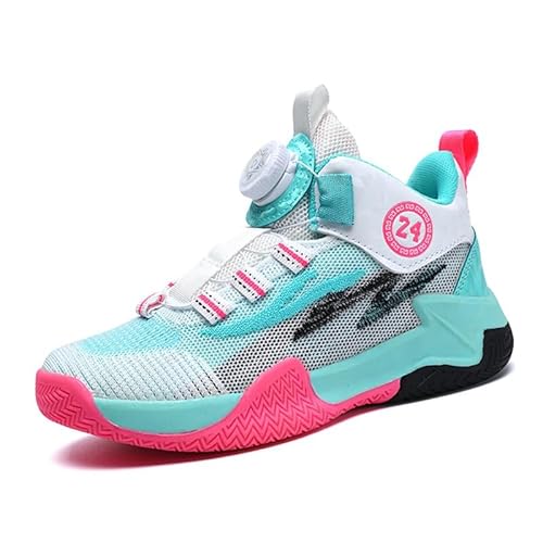 Mooyii Kinderschuhe mit Drehknopfe Basketballschuhe Kinder für Jungen und Mädchen High Top Outdoor Sportschuhe Atmungsaktive Turnschuhe Sneaker Gr.31-40 von Mooyii