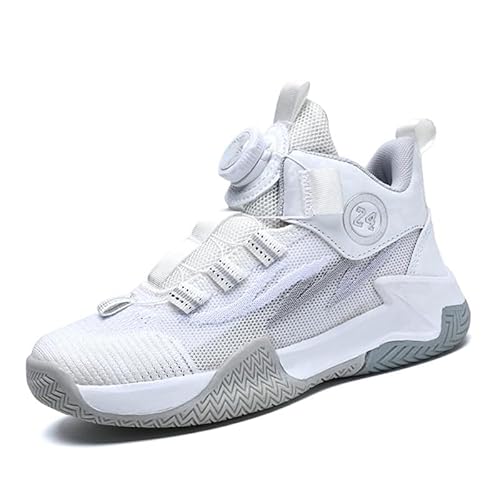 Mooyii Kinderschuhe mit Drehknopfe Basketballschuhe Kinder für Jungen und Mädchen High Top Outdoor Sportschuhe Atmungsaktive Turnschuhe Sneaker Gr.31-40 von Mooyii