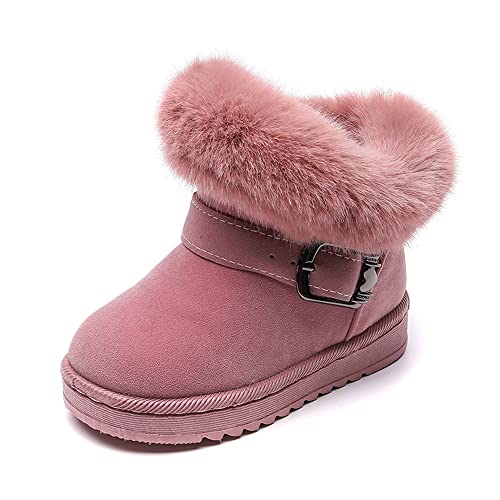 Mooyii Mädchen Warm Gefütterte Schneestiefel Baby Leicht Stiefeletten Kinder wasserdichte Winterschuhe Snowboots Kleinkindschuhe Weichsohlen Schlupfstiefel 19-35 von Mooyii