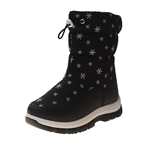 Mooyii Unisex Kinder Gefütterte Winterstiefel mit Innenfutter-Classic Outdoor rutschfeste Schneestiefel Winter Puff Boot Mädchen Jungen Winterschuhe Warm Gefüttert Winterboots SnowBoots von Mooyii