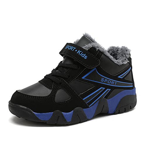 Mooyii Winterschuhe Kinder Winterstiefel Jungen Mädchen Warmfutter Schneestiefel Sneaker Laufschuhe Kinder Turnschuhe Leicht Klettverschluss Sportschuhe Freizeit Schuhe 27-39 von Mooyii