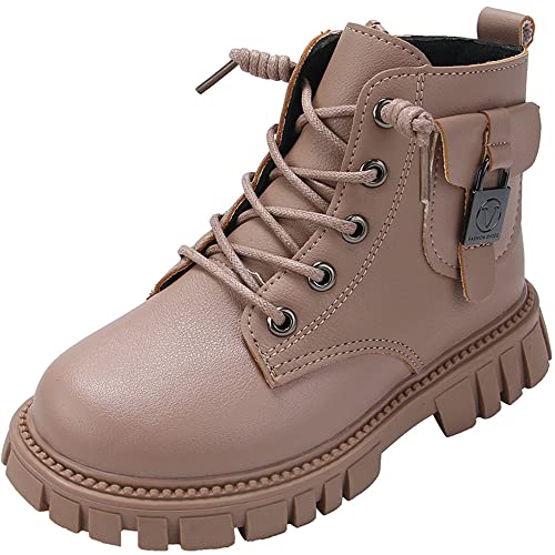 Unisex-Kinder Winter Schneestiefel Warme Stiefeletten Baby Mädchen Mittlere Stiefel Schuhe Halbhoch Schlupfstiefel mit Plateau rutschfest Combat Boots von Mooyii