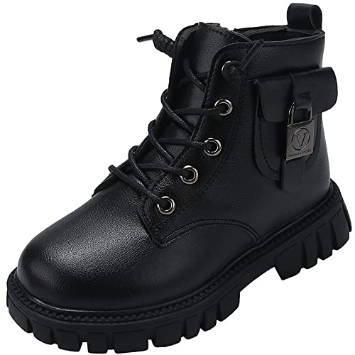 Unisex-Kinder Winter Schneestiefel Warme Stiefeletten Baby Mädchen Mittlere Stiefel Schuhe Halbhoch Schlupfstiefel mit Plateau rutschfest Combat Boots von Mooyii