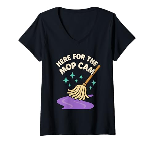 Damen CleanTok Fan Seltsam befriedigendes ASMR Reinigung Ästhetisches Geschenk T-Shirt mit V-Ausschnitt Damen CleanTok Fan Seltsam befriedigendes ASMR Reinigung Ästhetisches Geschenk T-Shirt mit V-Ausschnitt von Mop Cam Addict Cleaning Therapy Content Lover