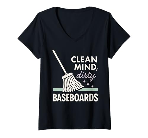 Damen CleanTok Fan Seltsam befriedigendes ASMR Reinigung Ästhetisches Geschenk T-Shirt mit V-Ausschnitt Damen CleanTok Fan Seltsam befriedigendes ASMR Reinigung Ästhetisches Geschenk T-Shirt mit V-Ausschnitt von Mop Cam Addict Cleaning Therapy Content Lover