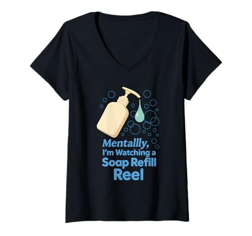 Damen CleanTok Fan Seltsam befriedigendes ASMR Reinigung Ästhetisches Geschenk T-Shirt mit V-Ausschnitt Damen CleanTok Fan Seltsam befriedigendes ASMR Reinigung Ästhetisches Geschenk T-Shirt mit V-Ausschnitt von Mop Cam Addict Cleaning Therapy Content Lover