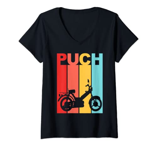 Damen Motorroller Mofa Moped Puch Maxi Roller Geschenk T-Shirt mit V-Ausschnitt von Moped & Mofa Puch Maxi Geschenkidee