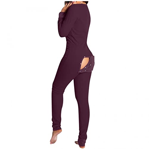 Einteiler Schlafanzug Damen - Jumpsuit Damen Elegant GroßE GrößEn Slip Ouvert Damen Schritt Offen Nachthemd Damen Langarm Sexy Schlafanzug Kariert Damen Jumpsuit Festlich Damen von Mophghdj