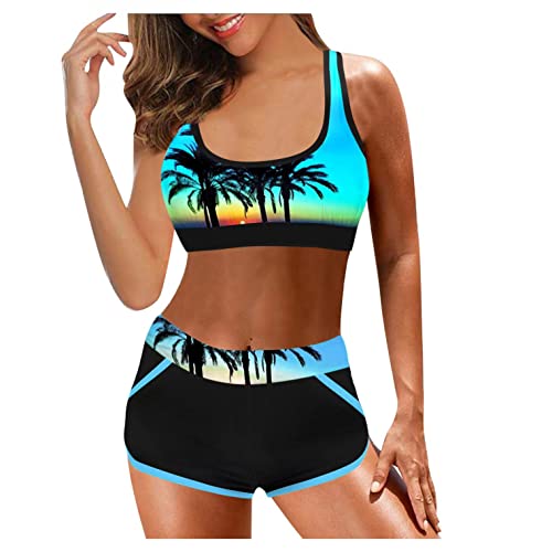 Mophghdj Damen Bikini Set Knoten Bralette - Badeanzug Bauchweg Neckholder Triangel Oberteil Bikinihose GroßE BrüSte GrößE Sea Brasilianische Sexy Bikinis Hohe Taille Bikinis, 45-grün, XL von Mophghdj