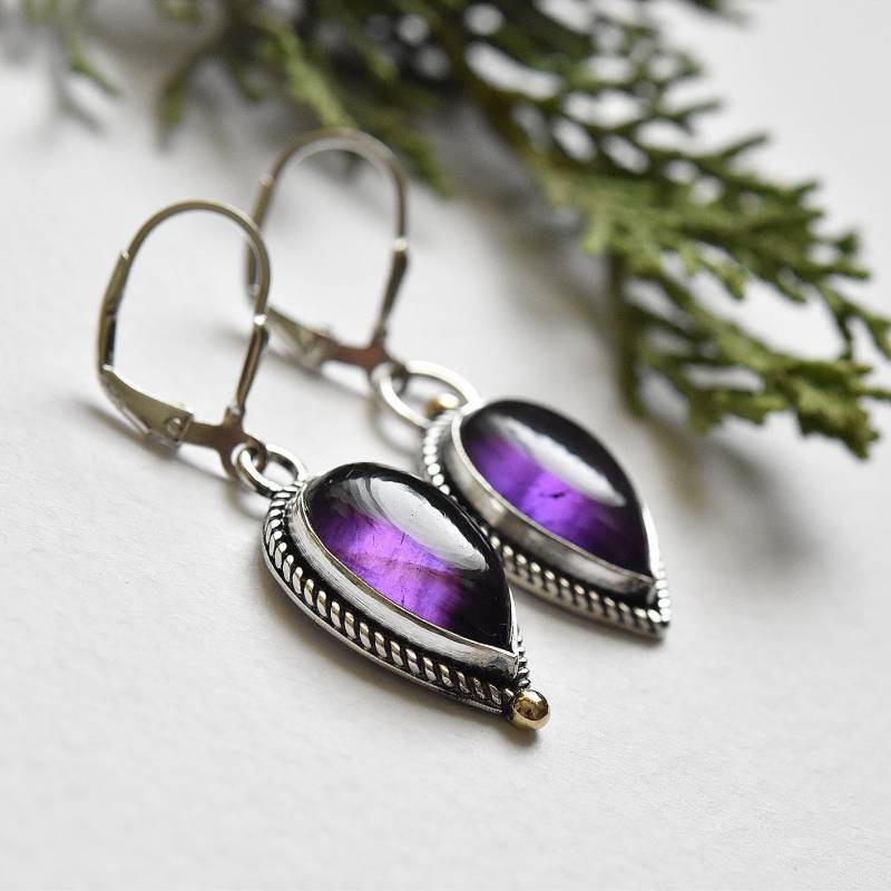 Amethyst Tropfen Silber Ohrringe, Lila Ohrhänger Amethyst Tropfen Silber Ohrringe, Lila Ohrhänger von MorSilverJewelry