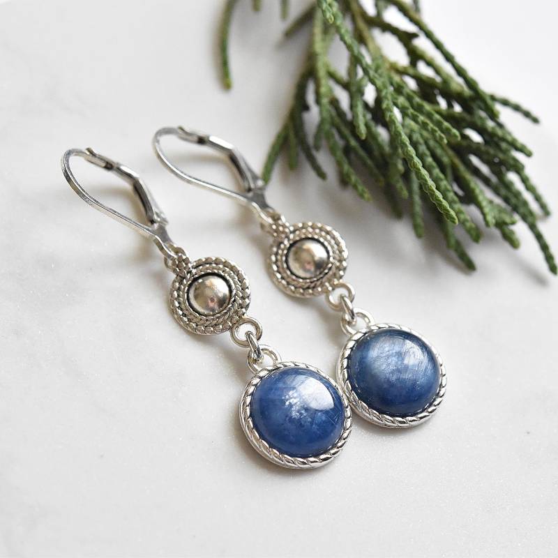 Blaue Kyanit Silber Ohrringe, Baumeln Kronleuchter Zierliche Ohrringe von MorSilverJewelry