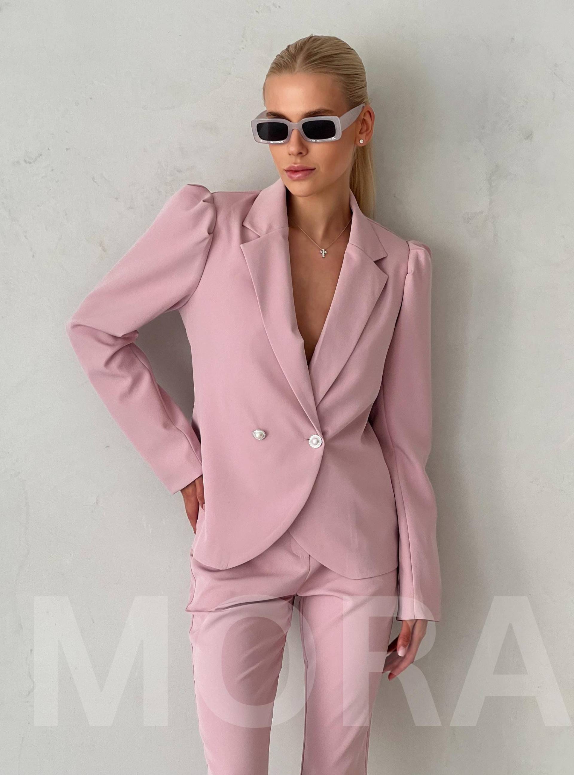 Altrosa Bell Bottom Hosenanzug Set Mit Blazer Puffärmel Für Frauen Rose Gold Hosen Rosa von MoraBrand