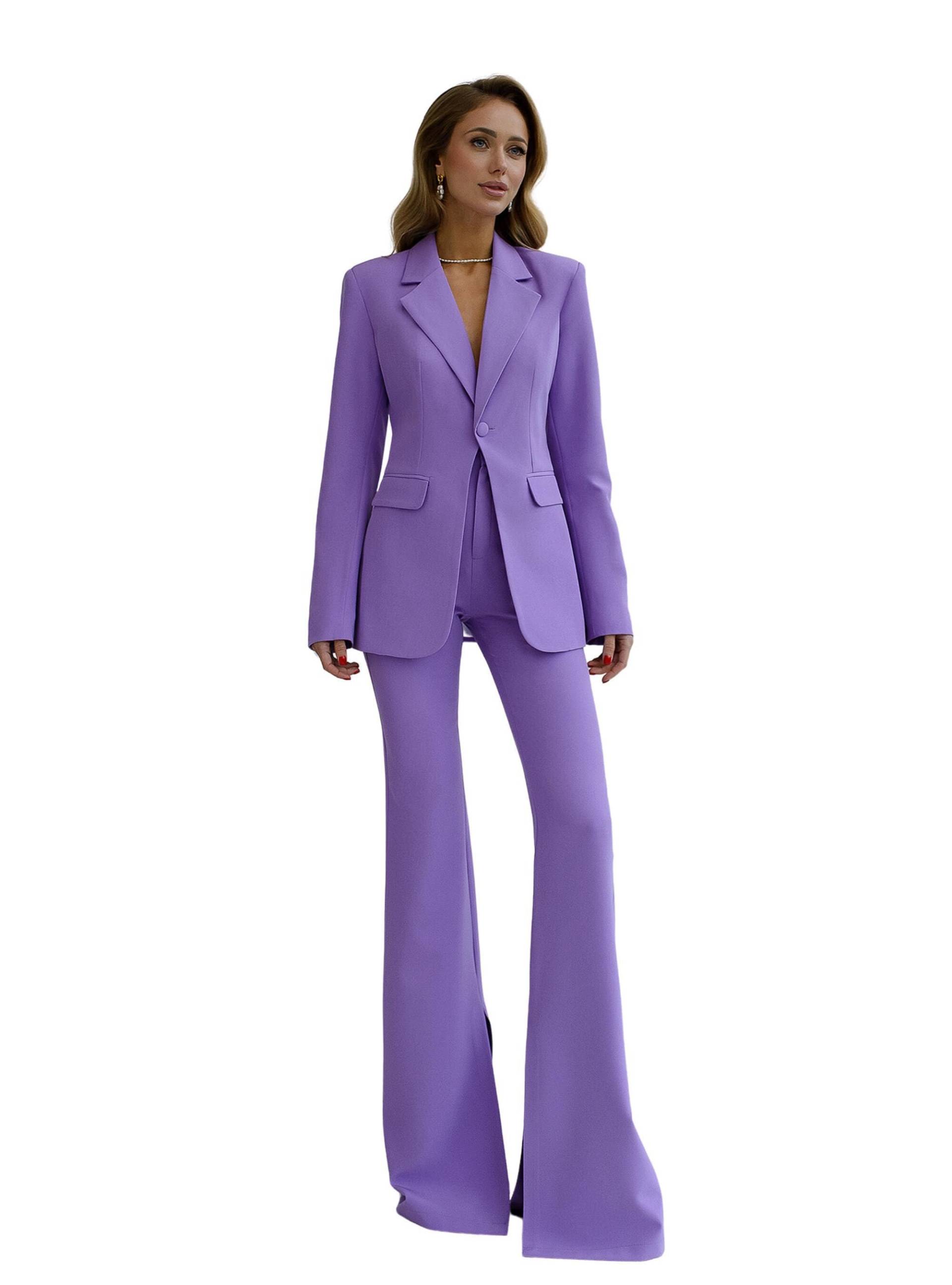 Formeller Lavendel-Hosenanzug Für Frauen, Ausgestellter Hosenanzug Mit Taillierter Blazer, Lavendel-Blazer-Hose Formelle Damenbekleidung Büro von MoraBrand