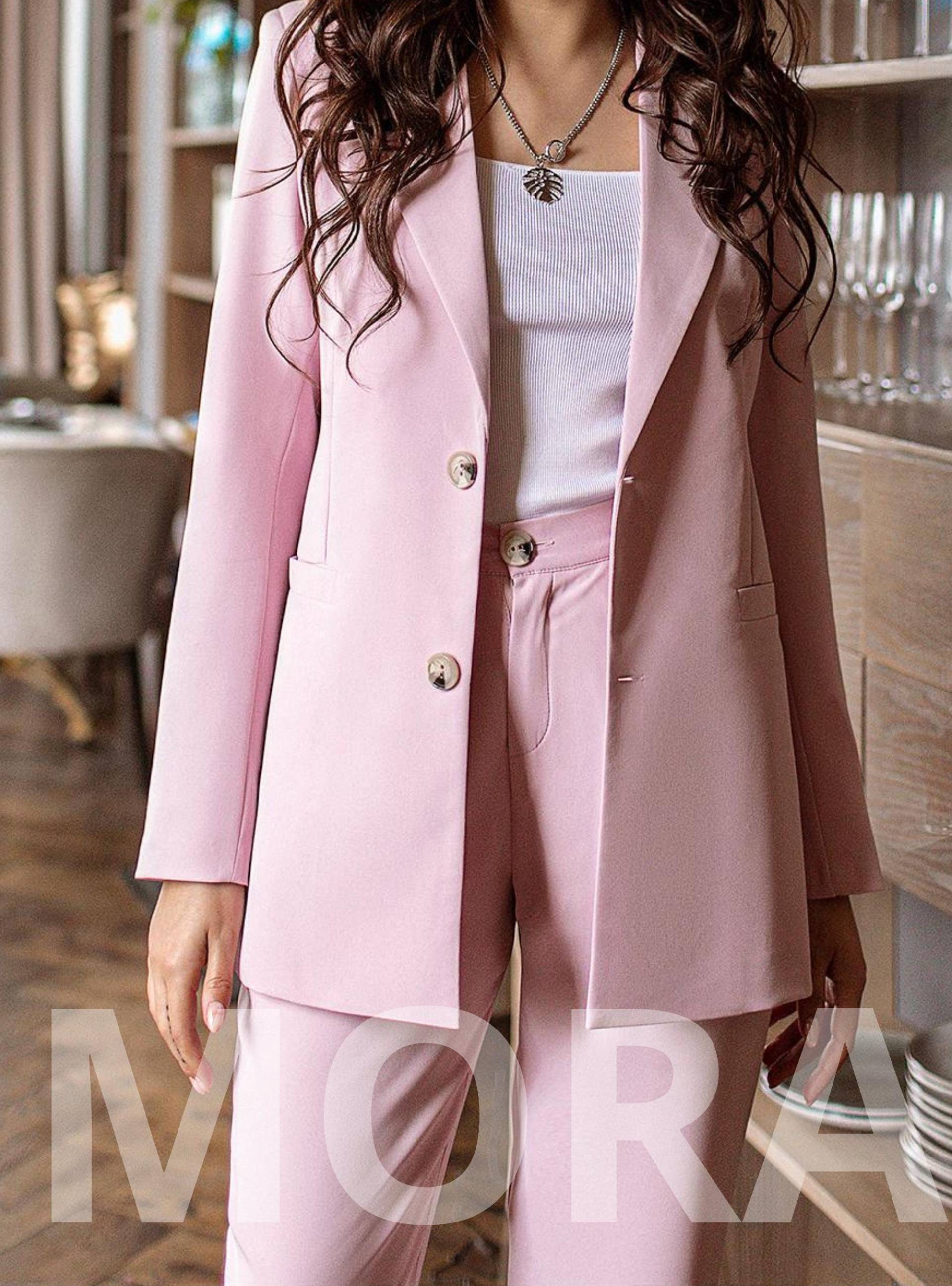 Hellrosa Hosenanzug Für Frauen, Rosa Set Blazer Anzug Hohe Taille Gerade Hose, Und Hose Frauen von MoraBrand