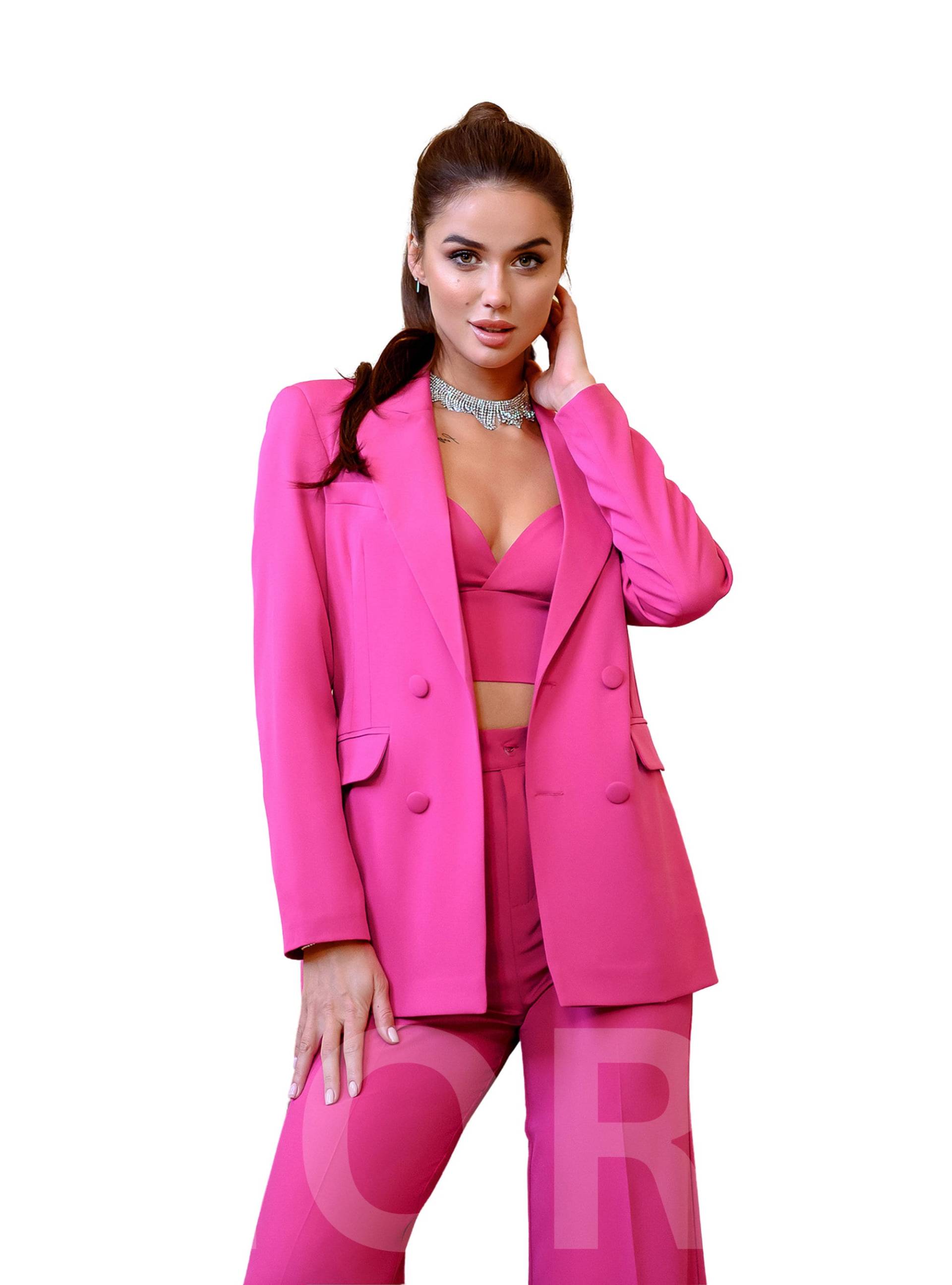 Hot Pink Blazer Hosenanzug Für Frauen, Rosa 3-Teiliger Womens Formal Wear von MoraBrand