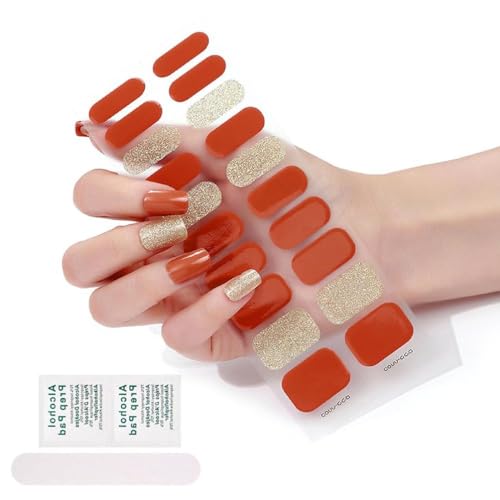 20 Sticker Semi Cured Gel Strips Gel Nail Full Wraps Strips Gel Nail Stickers UV/LED Lamp Required Nail Wrap Semi Cured Gel Nail Strips Pediküre Semi Cured Gel Nail Strips Starter Kit Semi von Morain