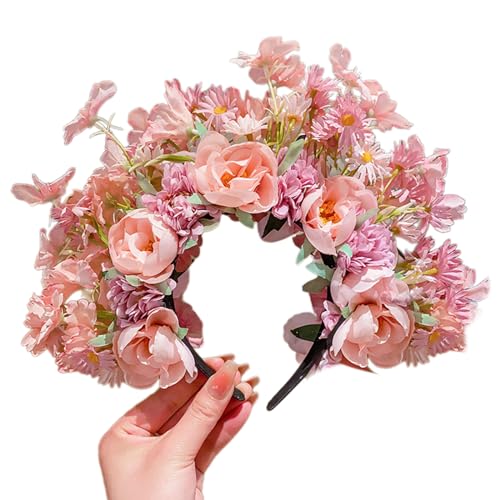 Brautgirlanden Blumenkrone Hochzeit Blume Stirnband Doppelseitiger Kranz Haarband Mädchen Haarschmuck Kopfreifen Requisiten von Morain