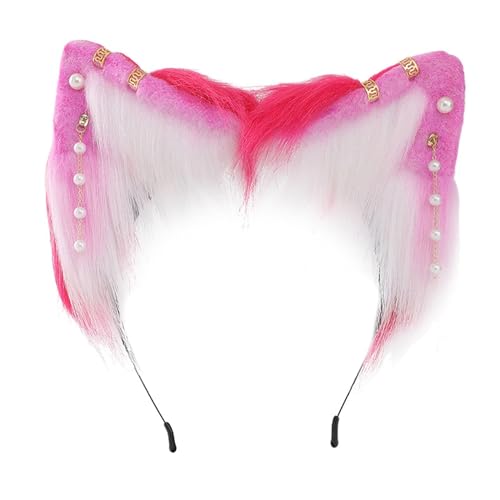 Elastische Größe Ohrform Haarreifen mit Perlenohrring Karneval Cosplay Party Plüsch Stirnband für Jugendliche Erwachsene Ohr Stirnband Erwachsene Größe Make-up zum Waschen Gesicht Stirnbänder Mädchen von Morain