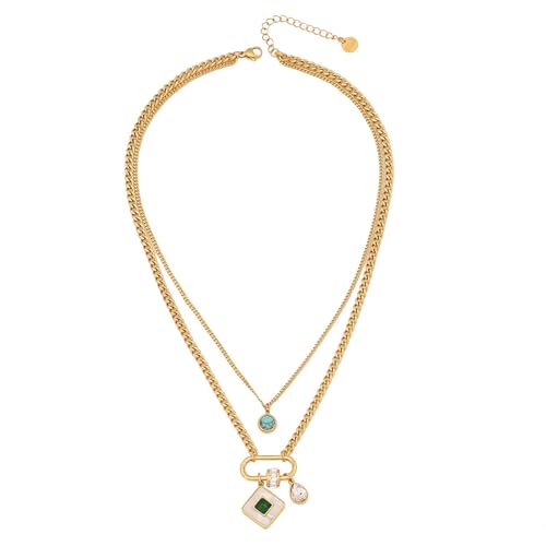 Elegante Geschichtete Mondsteine ​​und Smaragde Choker Anhänger Halskette Mit Eleganter Farbe Für Trendige Frauen Damen Damen Verwenden Emerald Choker von Morain