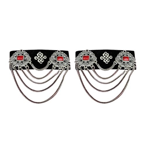 Ethnische Mongolische inspirierende Fussel-Haarspange mit Quasten und aufwendigen Strass-Details für Hochzeiten und Festivals von Morain