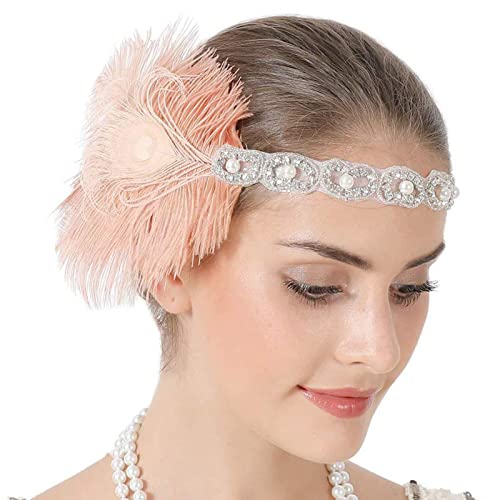 Feder-Kopfschmuck für Damen, Karneval, Flapper, Karneval, Kopfbedeckung, Federn, Maskerade, Kopfschmuck, Gatsbys, Kopfschmuck, 1920er-Jahre, Flapper-Stirnband von Morain