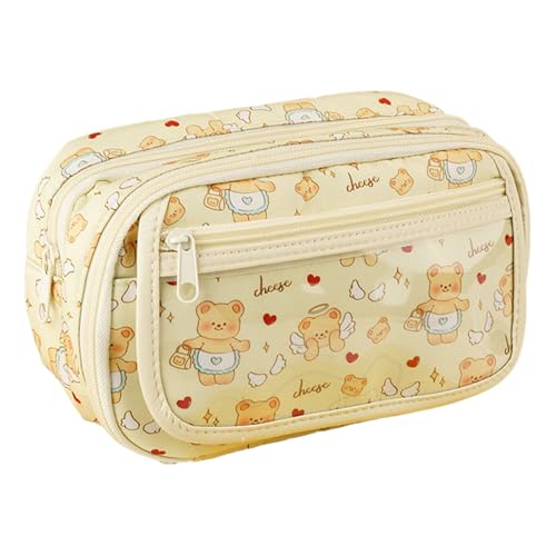 Federmäppchen mit Cartoon-Bärmotiv, große Kapazität, Federmäppchen, schönes Schulbürobedarf, große Kapazität, Cartoon-Bär-Aufbewahrung für die Schule von Morain