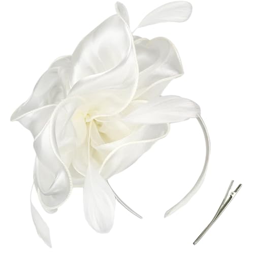 Haarreif, Teaparty Fascinator Hut für Party Hochzeit Frauen Feder Organza Fascinator Haarnadel Hut Große Blume Kirche Kappe Kopfschmuck von Morain