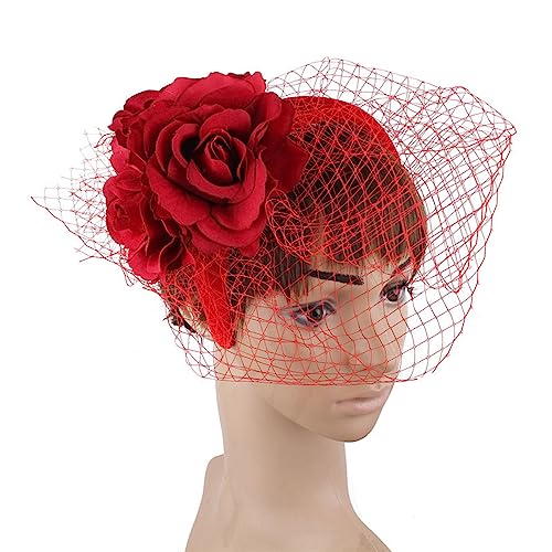 Haarreif, Vintage-Fascinator, exquisite Rose, für Teeparty, Hochzeit, Kostüm, Pillendose, Hut, Kopfbedeckung für Beerdigung/Hochzeit von Morain