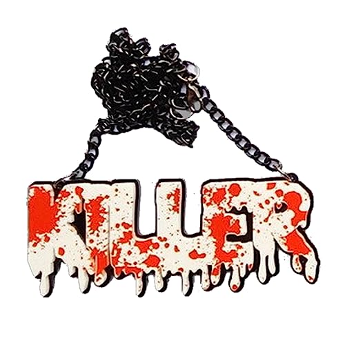 Halloween-Halskette, schrecklicher Blutfleck, englischer Buchstabenkiller, Acryl-Anhänger, Halsketten, Punk, Party-Schmuck Halloween-Halskette, schrecklicher Blutfleck, englischer Buchstabenkiller, Acryl-Anhänger, Halsketten, Punk, Party-Schmuck von Morain
