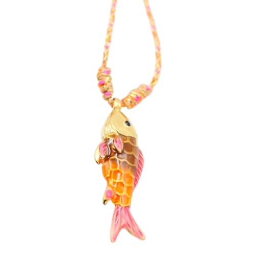 Halskette mit Meerestieren, Fisch-Halskette, lebendiges Design, Schlüsselbeinkette, Edelstahl-Anhänger, Seilkette für den täglichen Gebrauch, Ozeanisches Mode-Accessoire, Geschenk, Einheitsgröße, Wie von Morain