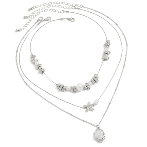 Morain Einzigartiger, handgefertigter Seestern-Anhänger mit Doppelketten, leichtes Design für alltägliche Eleganz, elegantes Accessoire für jeden Tag. Elegantes Muschel-inspiriertes Accessoire von Morain