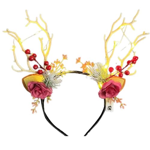 Morain Festliches leuchtendes Stirnband Frohe Weihnachten Kopfschmuck Leuchtend Rentiergeweih Haar Hoop Urlaub Kopfschmuck Home Ornament Rentiergeweih Stirnband Weihnachten Kopfbedeckung von Morain