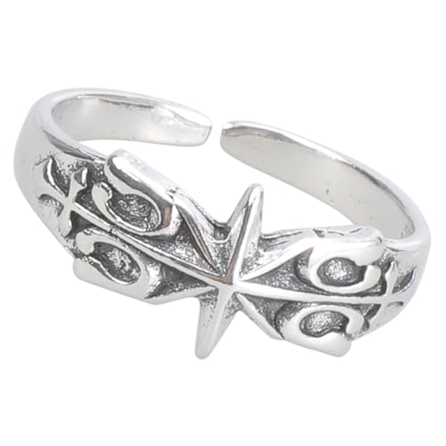 Morain Handgefertigte Vintage Hexagrammringe Silberte Metallringe Finger Accult Occult Kultur Schmuck Für Modebegeisterte Mode Enthusiast von Morain