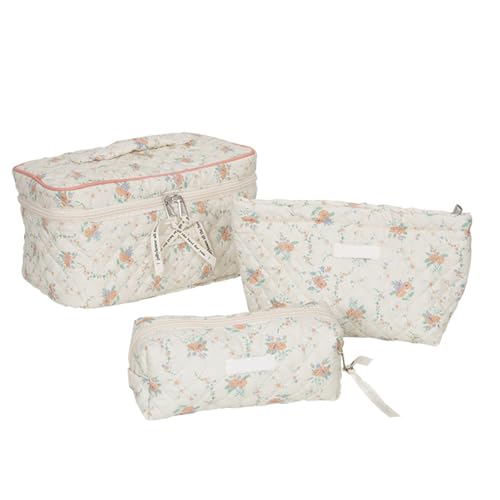 Morain Make-up-Tasche, Reise-Kosmetiktaschen-Set, große Kapazität, Kulturbeutel, Blumendruck, Kulturbeutel, Stifttasche für Damen, 3-teilig, Retro Orange Floral, 9.36x8.3309in, Make-up-Taschen Morain Make-up-Tasche, Reise-Kosmetiktaschen-Set, große Kapazität, Kulturbeutel, Blumendruck, Kulturbeutel, Stifttasche für Damen, 3-teilig, Retro Orange Floral, 9.36x8.3309in, Make-up-Taschen von Morain