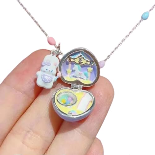 Morain Öffnen Kaninchen Herzförmige Choker Cartoon Bunnys Halskette Schlüsselbein Kette Schmuck Verstellbares Schlüsselbeinkettenkette Alltagsnahrung Heckkette von Morain