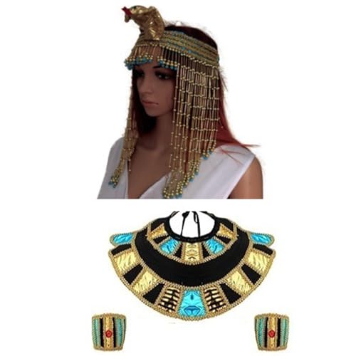 Morain Queen Snakes Haarband Cosplay Stirnbänder für Halloween Cosplay Königin von Ägypten goldene Perlen Halloween Kopfbedeckung goldene Kopfbedeckung von Morain
