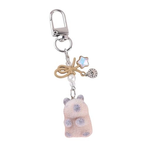 Morain Stilvoller Und Unterhaltsamer Spürbardhog Schlüsselbund Mit Bowknot Und Perlen Anhänger Anhänger Keyring Ornament Persönlichkeit Zubehör Neuheit Fühle Keychain von Morain