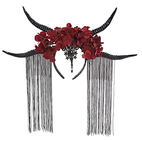 Morain Stirnbänder, Antilopen-Stirnband, Halloween-Horn, Teufelshörner, Stirnband, Gothic-Stirnband, Gothic-Kopfbedeckung, Tag der Toten von Morain