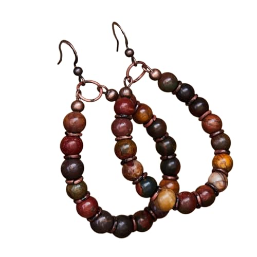 Robum Und Stilvolle Natursteinohrringe Mit Perlenkernem Anhängerohr Verzierung Um Jedem Outfit Trendigen Jugendohrringen Charme Zu Verleihen von Morain