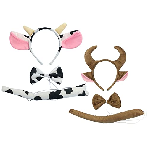 Stirnbänder, 3 Stück/Set, Kuh-Tier-Kopfbedeckung, Set für Kinder, Mädchen, Jungen, Stirnbänder, Fliege, Halloween von Morain