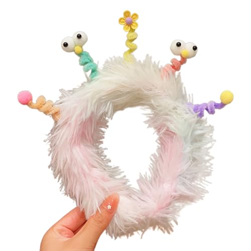 Stirnbänder, 3D Augen Plüsch Hairhoop Wurst Mund Stirnband Weihnachten Party Kopfschmuck Mädchen Gesicht Waschen Stirnband Kinder Lustige Kopfschmuck von Morain