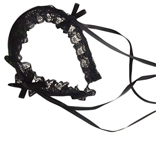 Stirnbänder, Frauen Rüschen Spitze Süße Stirnband Steampunk Japanischen Stil Band Bowknot Haar Hoop Maid Kostüm Haar Zubehör von Morain