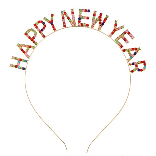 Stirnbänder, Happy New Year Stirnband für Strass Brief Kopfbedeckung Weihnachten Haarband Kristall Kopfschmuck Party Supplies von Morain