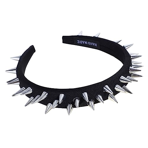 Stirnbänder, Legierung Nieten Stirnbänder Elastische Frau Make-up Stirnband Übertrieben Einstellbar Halloween Punk Haarband Anti Slip von Morain