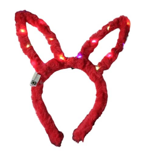 Stirnbänder, Schöne Led Kaninchen Ohr Stirnband Neujahr Party Blinklicht Plüsch Hairhoop Karneval Party Headwear Raveprops Kopfschmuck von Morain