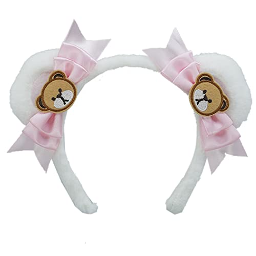 Stirnbänder, Süße Haar-Accessoires Frauen Waschen Gesicht Haarband Zarte Bowknots Bär Ohr Form Stirnbänder Langlebige Cartoon Haar Hoop von Morain