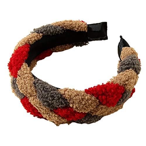 Stirnbänder, Winter Twist Geflochten Faux Fleece Stirnband Vintage Kontrast Farbe Breite Haar Hoop von Morain