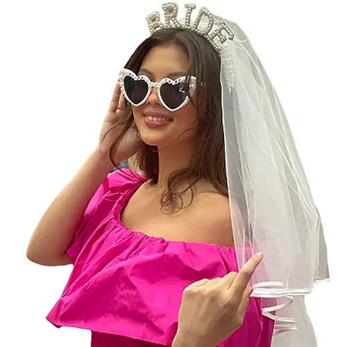 Stirnbänder, elegantes Brautschmuck-Set mit Perlen, Stirnband, Brillenset, Zubehör für Junggesellinnenabschiede und Hochzeiten, Party-Dekoration von Morain
